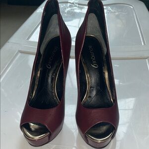 Boutique 9 Heels with Peep Toe Design and Metallic Detail